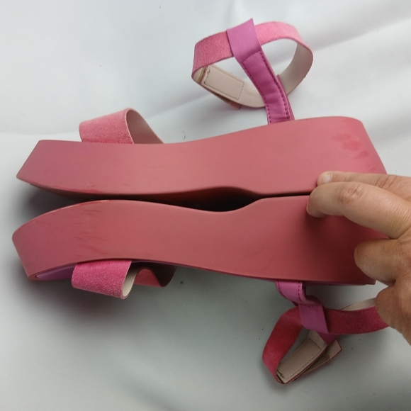 L'INTERVALLE Chunky Platform Women Sandals Pink Suede Size 41 = 10 US - Picture 7 of 10